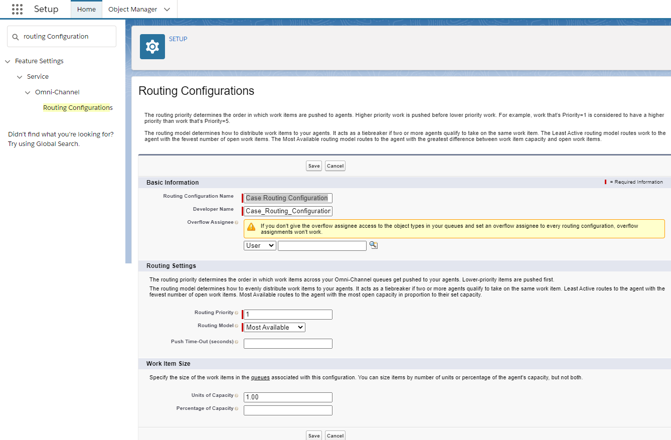 routine configuration