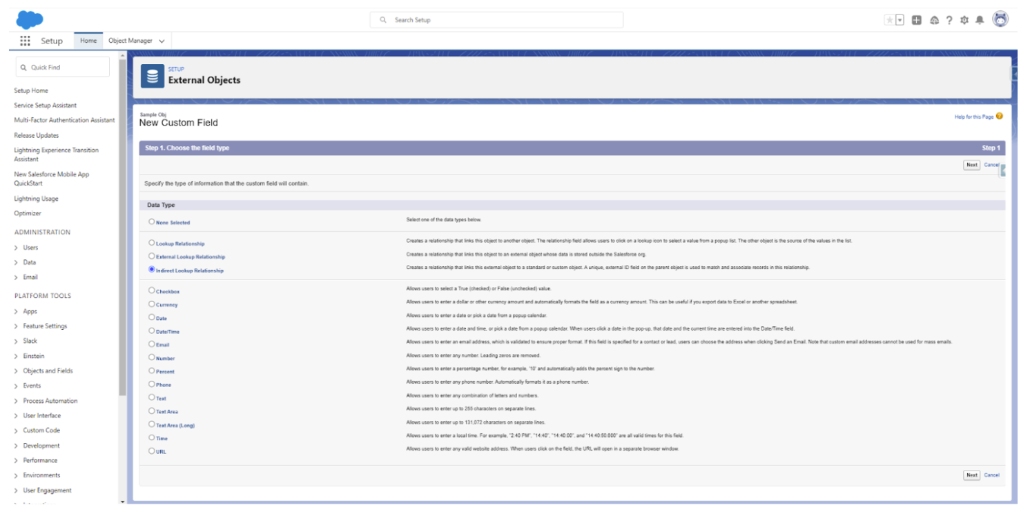 Create an Indirect Lookup Relationship