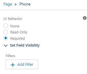 UI Behavior Options in Lightning App Builder Properties Panel