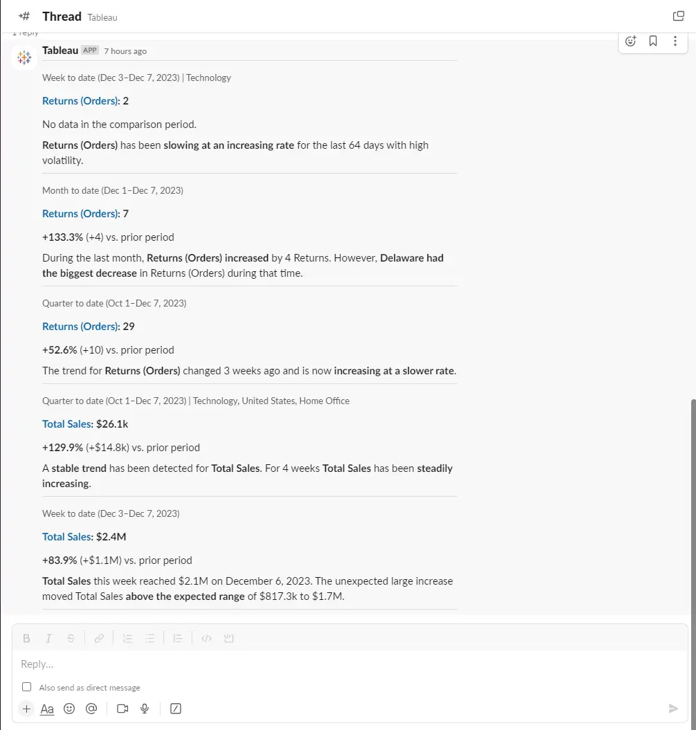 Tableau Pulse: Slack Integration